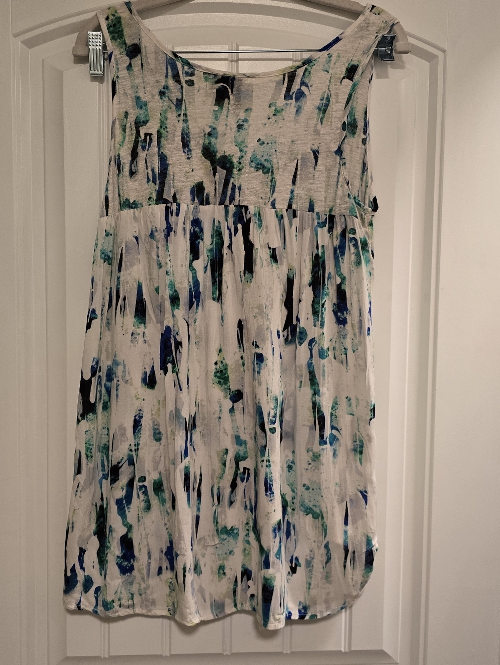 ๐7/25$ Cynthia Rowley Mixed Fabric Linen/Rayon Watercolor Flowey Tank - Picture 3 of 8